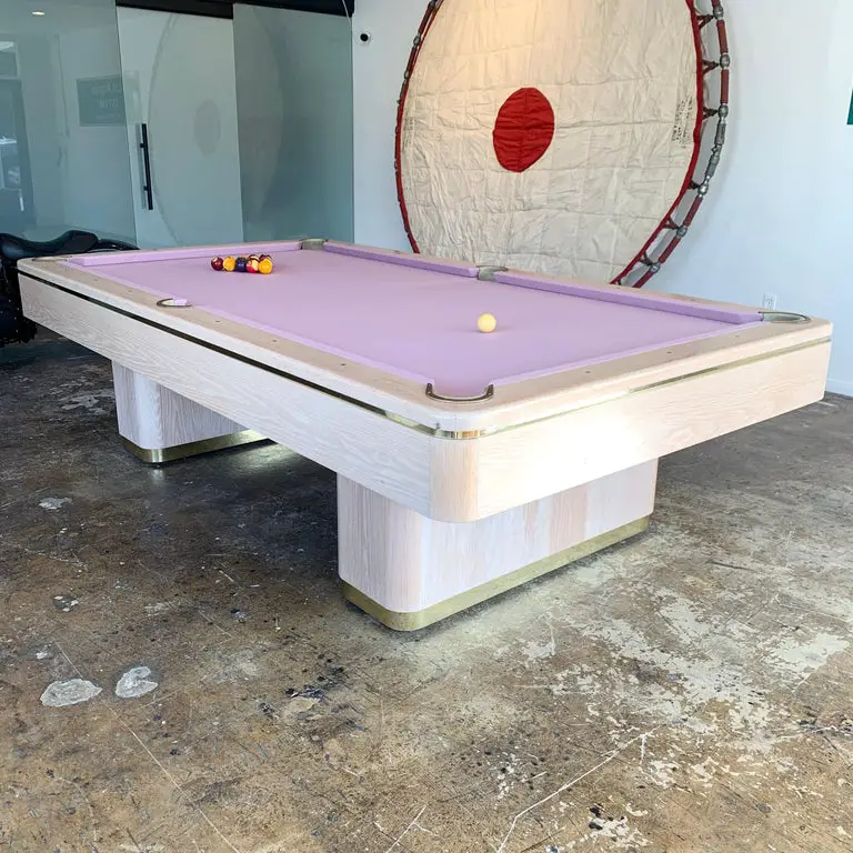 1990 Olhausen Oak and Brass Pool Table For Sale at 1stDibs