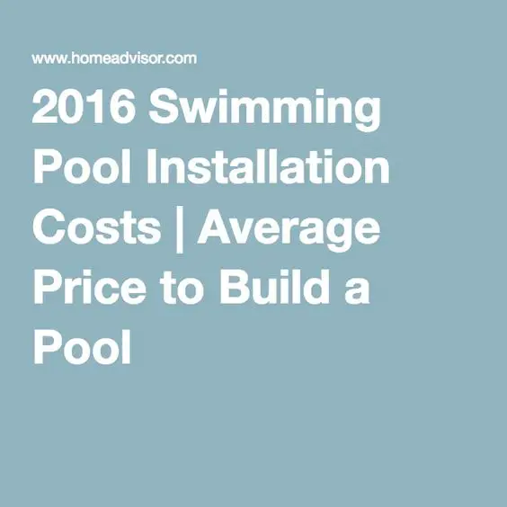 2016 Swimming Pool Installation Costs
