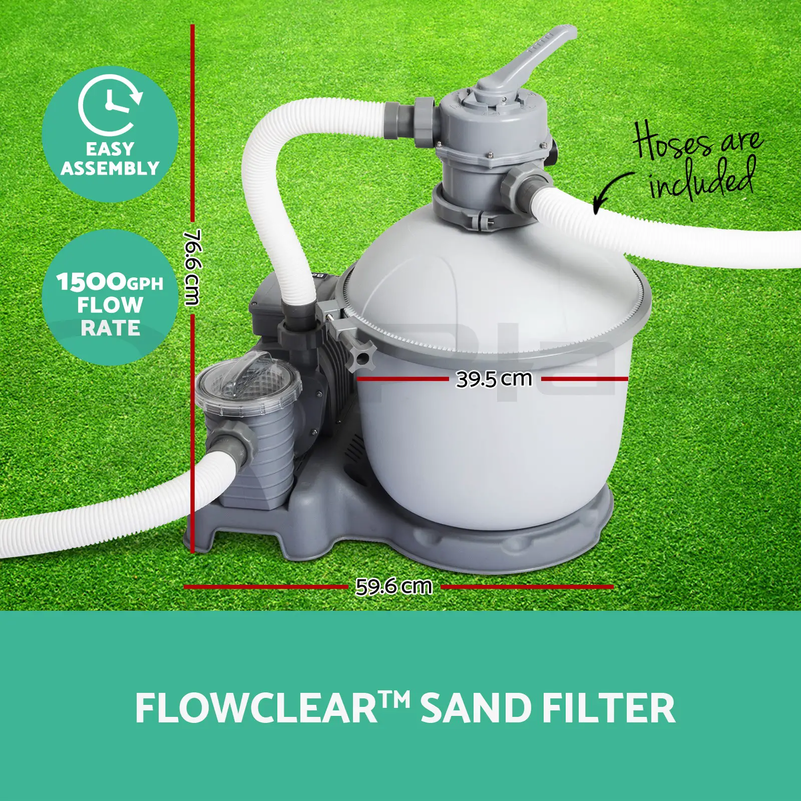 Bestway 1500GPH Flowclear Sand Filter Swimming Above Ground Pool ...