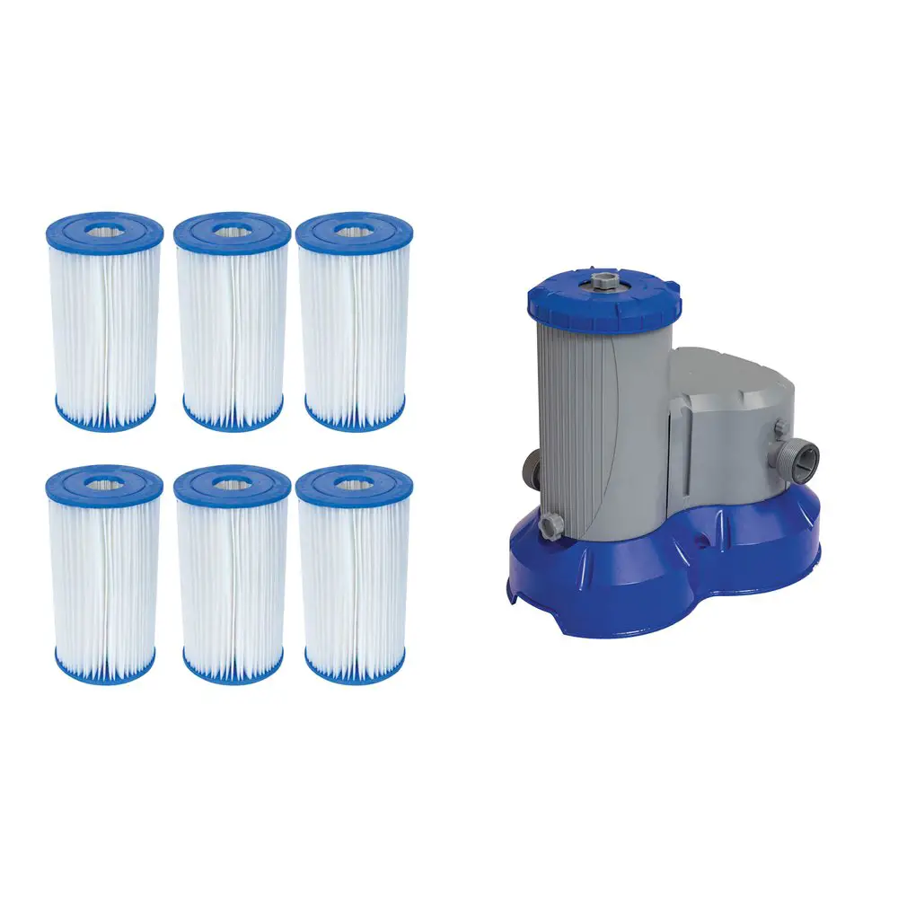 Bestway Pool Filter Replacement Cartridge (6) + Above Ground Pool ...