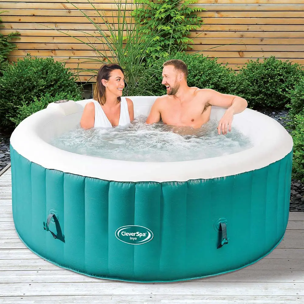 CleverSpa Inyo 4 Person Inflatable Round Hot Tub with 110 Air Jets ...