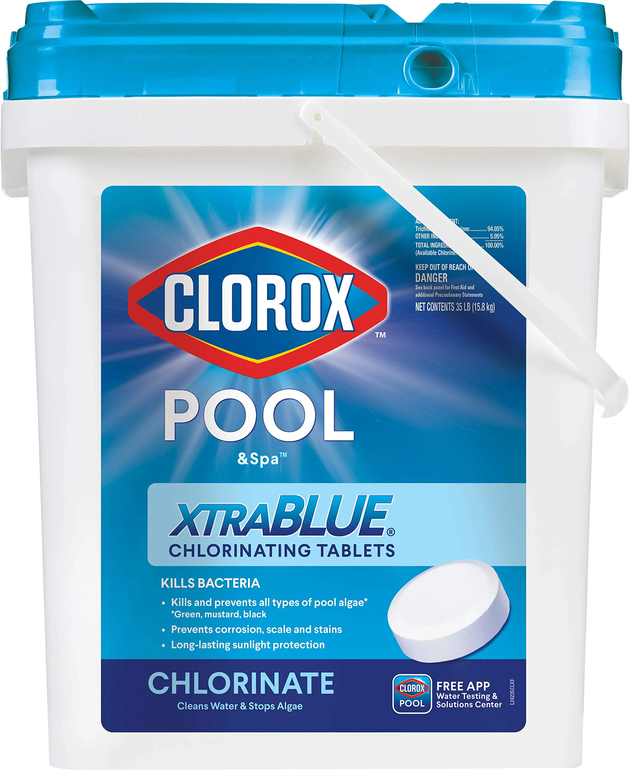 Clorox Pool& Spa XtraBlue 3"  Long Lasting Chlorinating Tablets 35 lb ...