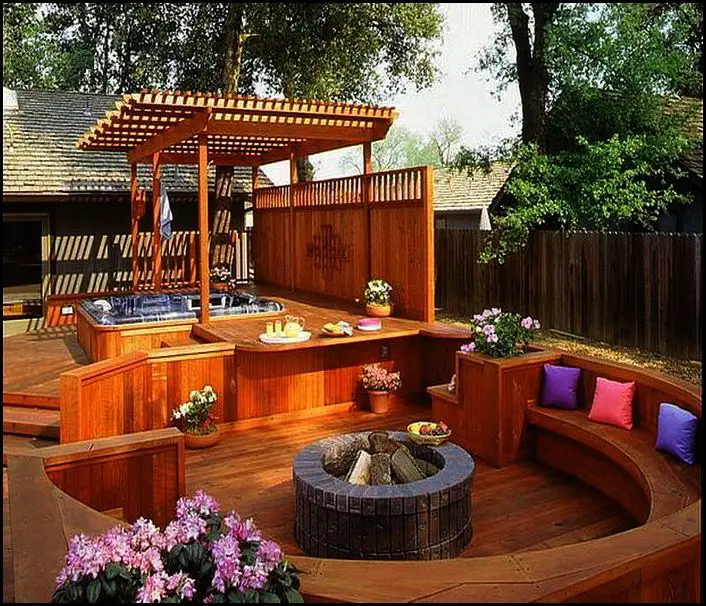 Decks With Hot Tubs And Fire Pits