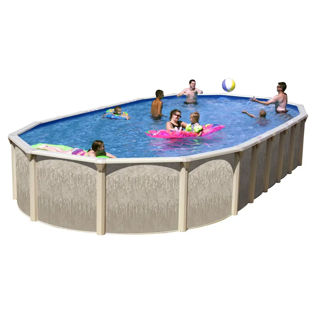 Galveston Slim Oval Above Ground Swimming Pool Package 33 ft. x 18 ft ...