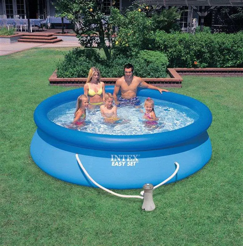 Intex 1018 gal. Round Plastic Above Ground Pool 30 in. H x 120 in. W x ...