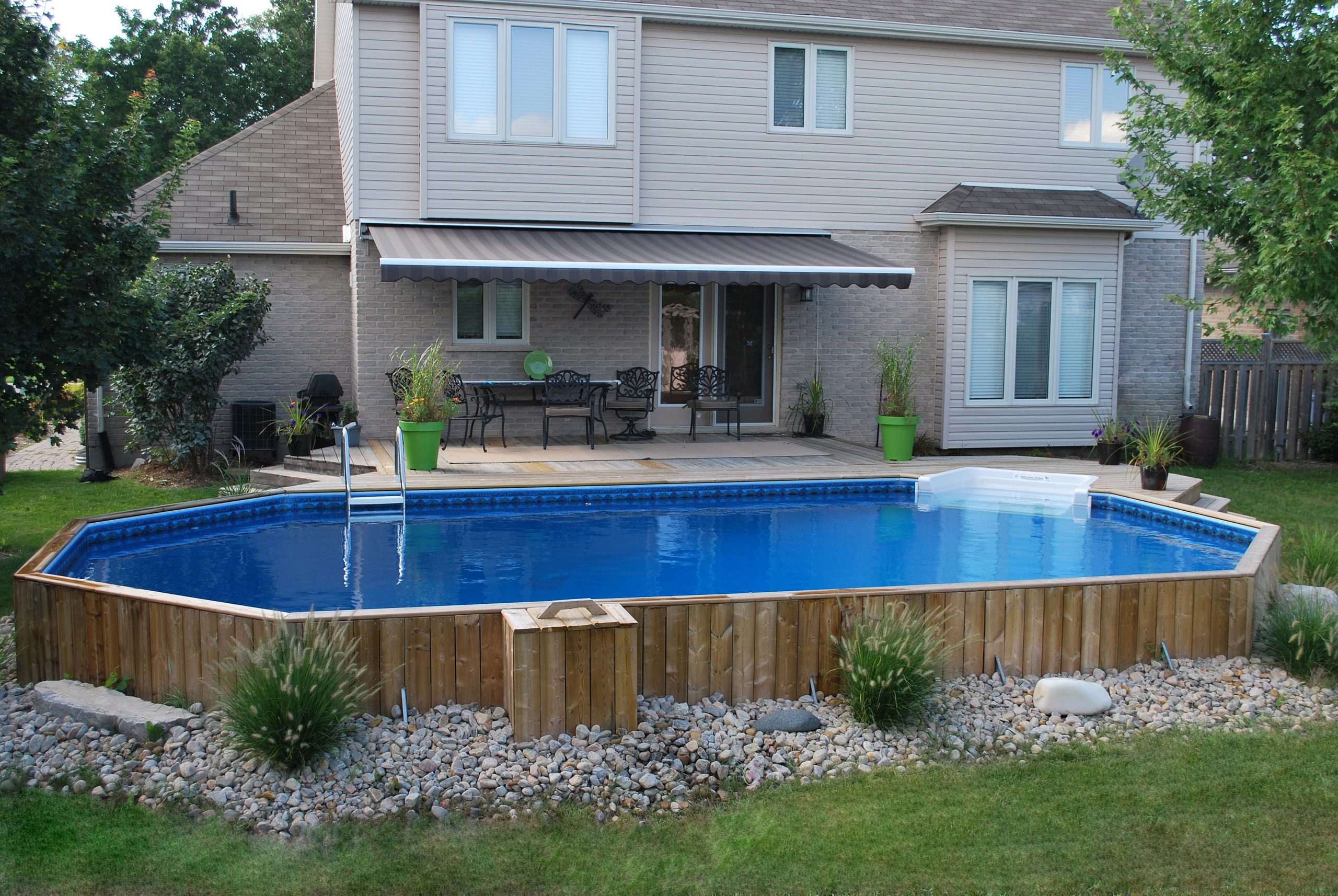 onground pools pioneer family pools above ground pool landscaping scaled