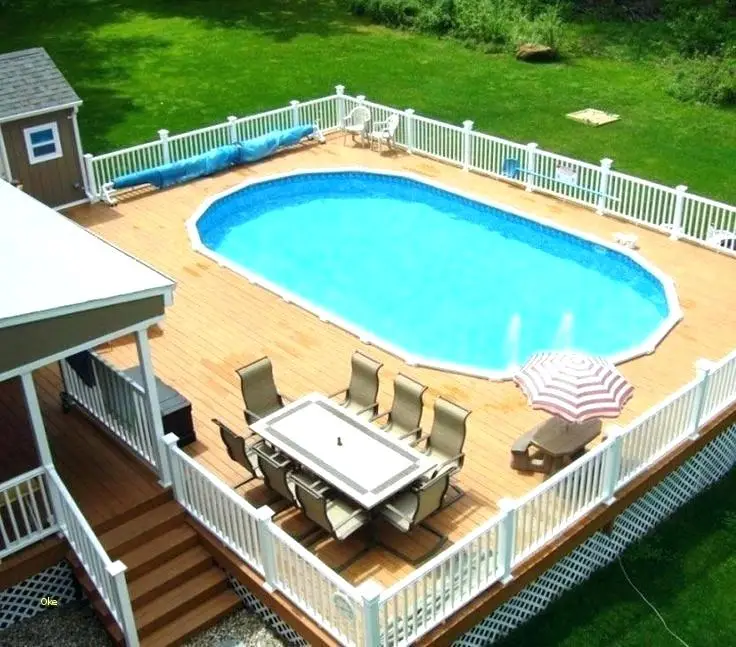 oval above ground pool decks