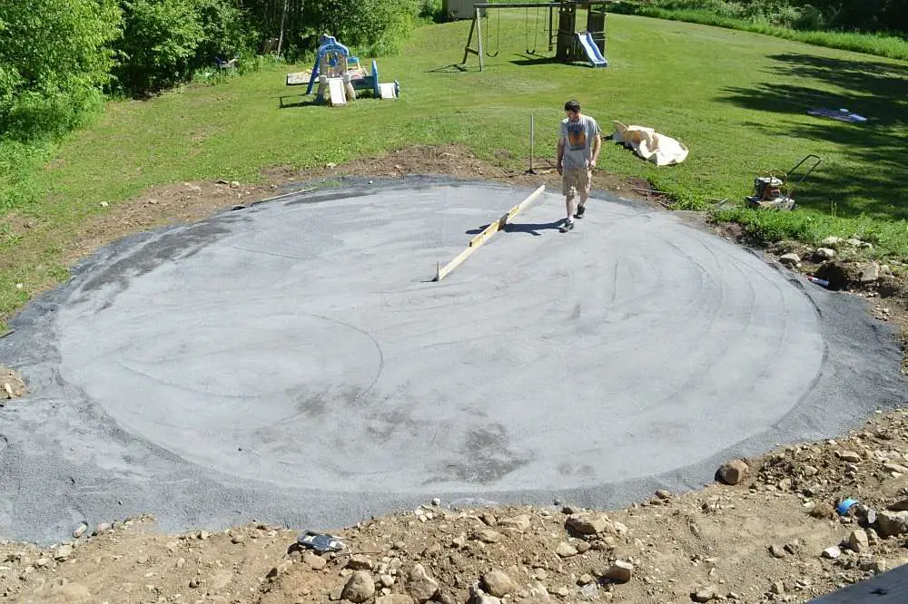 Preparing the base for an above ground pool  The ...