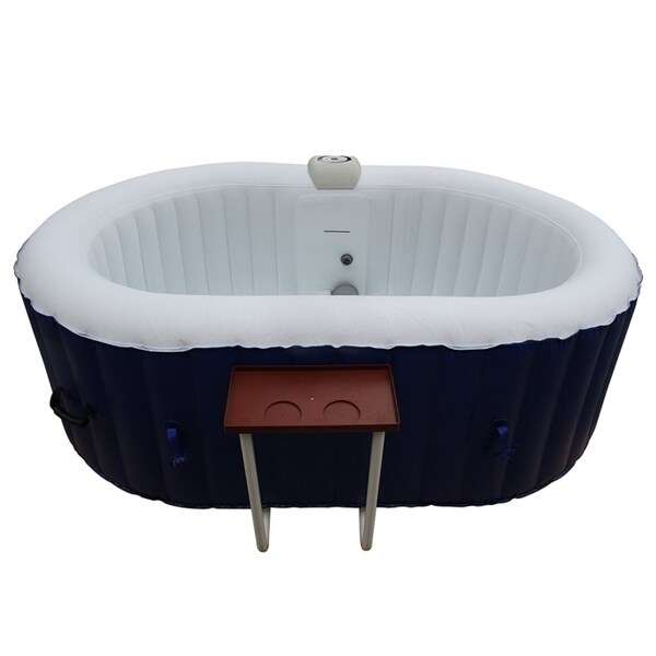 Shop ALEKO Oval Inflatable Hot Tub With Drink Tray 2 Person Dark Blue ...