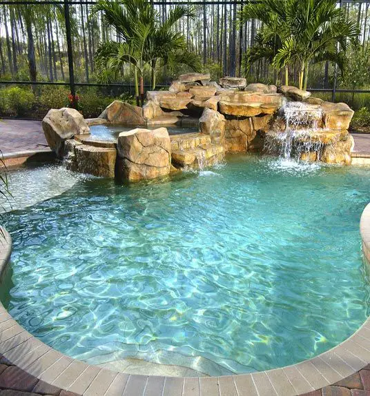 swimming pool with hot tub and waterfall http://www ...