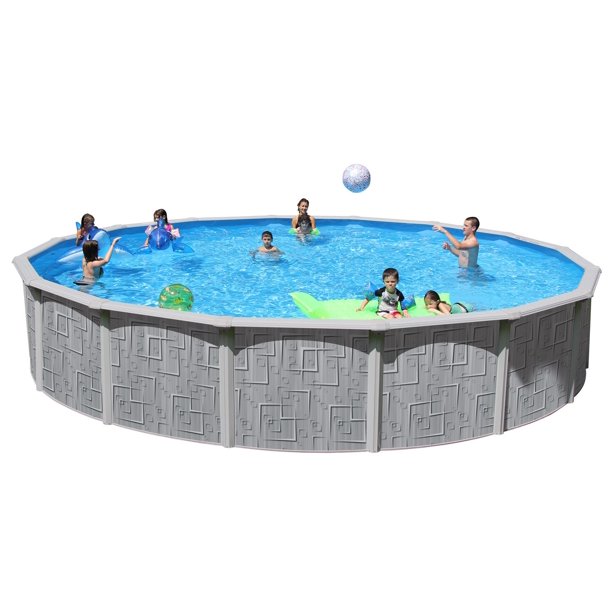 Tango Round Above Ground Swimming Pool Package 24 ft. x 52 in ...